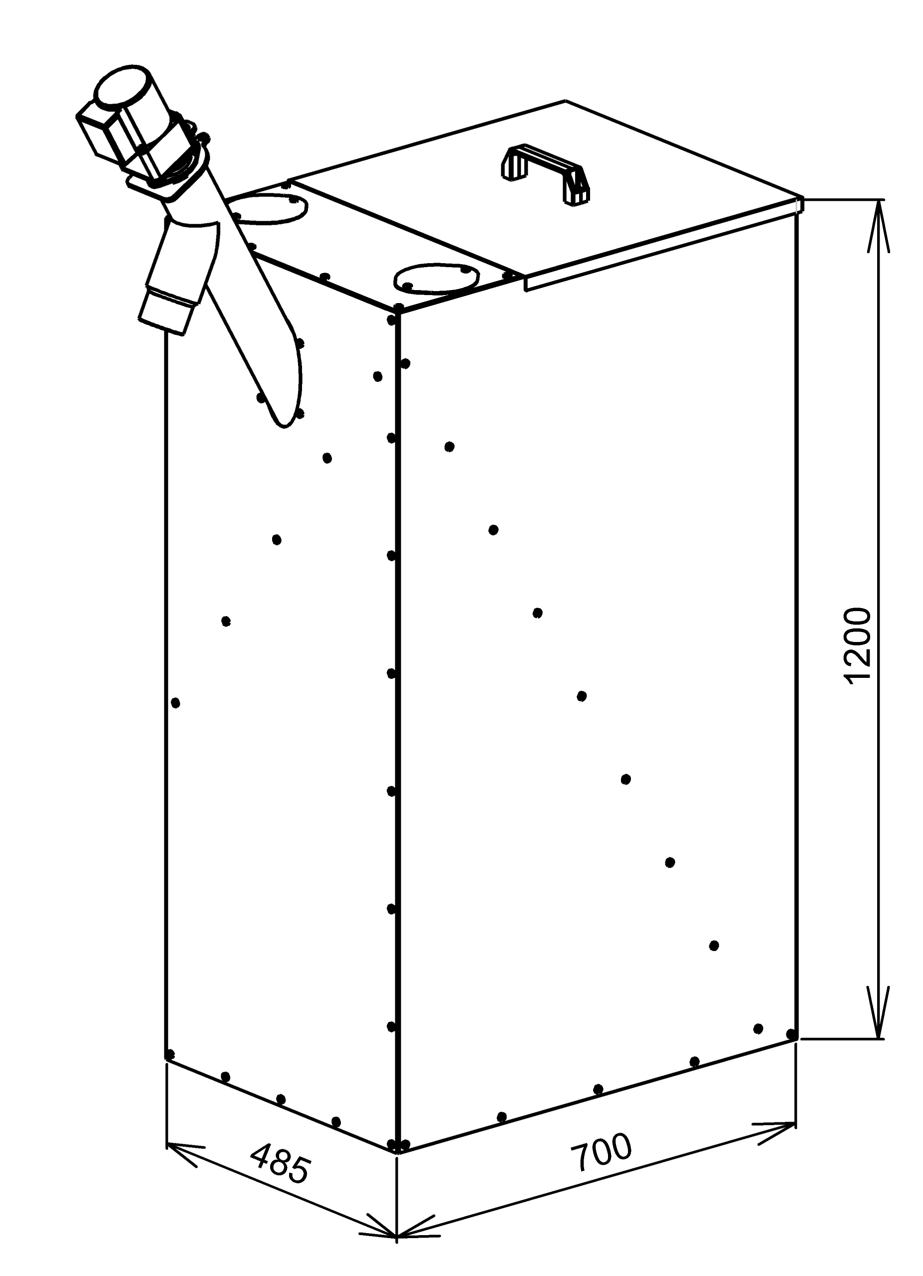 Platzsparsilo 240 Liter Zeichnung mit Maße